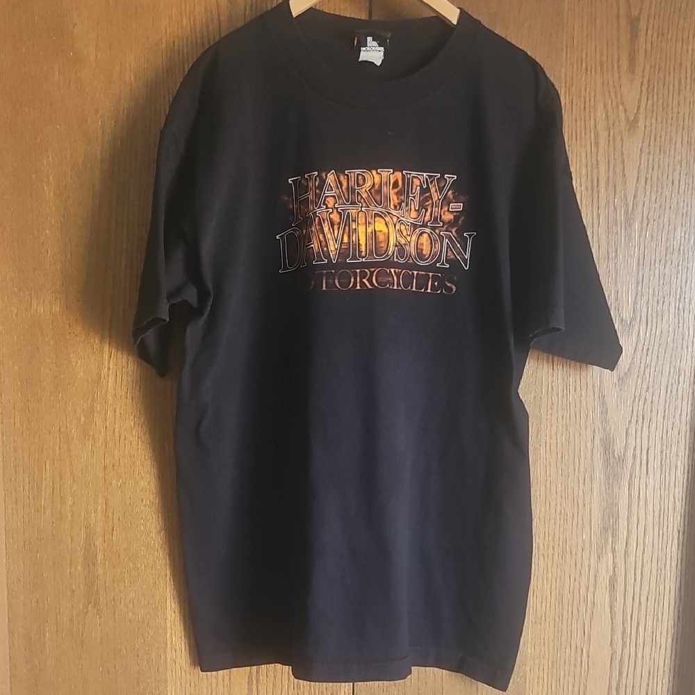 Harley-Davidson Black Short Sleeve Tee Graphic Design From Luleå Dealer, Sweden